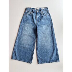 Aritzia DENIM FORUM Edie High Rise Cropped Wide Leg Culotte Jeans, Size 23